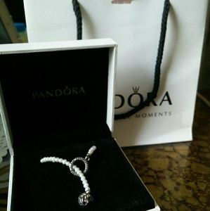 PANDORA White Woven Splendor Pearl & Diamond 